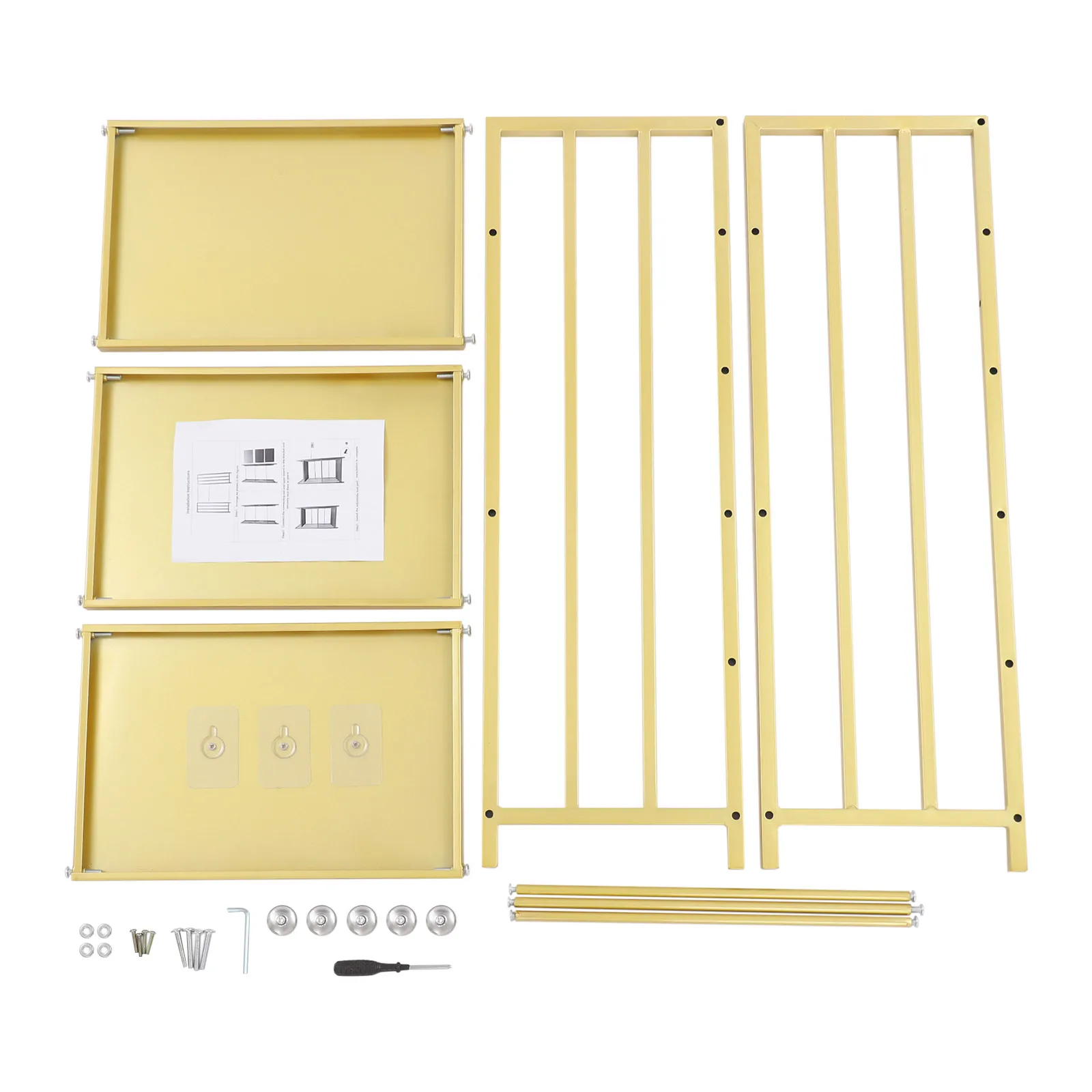 (Emas) Rak Buku Pajangan Berdiri Lantai 3 Tingkat, Rak Pajangan Rak Buku Besi, Rak Buku Rak Terbuka untuk Rumah Kantor, 60*25*78.5 cm