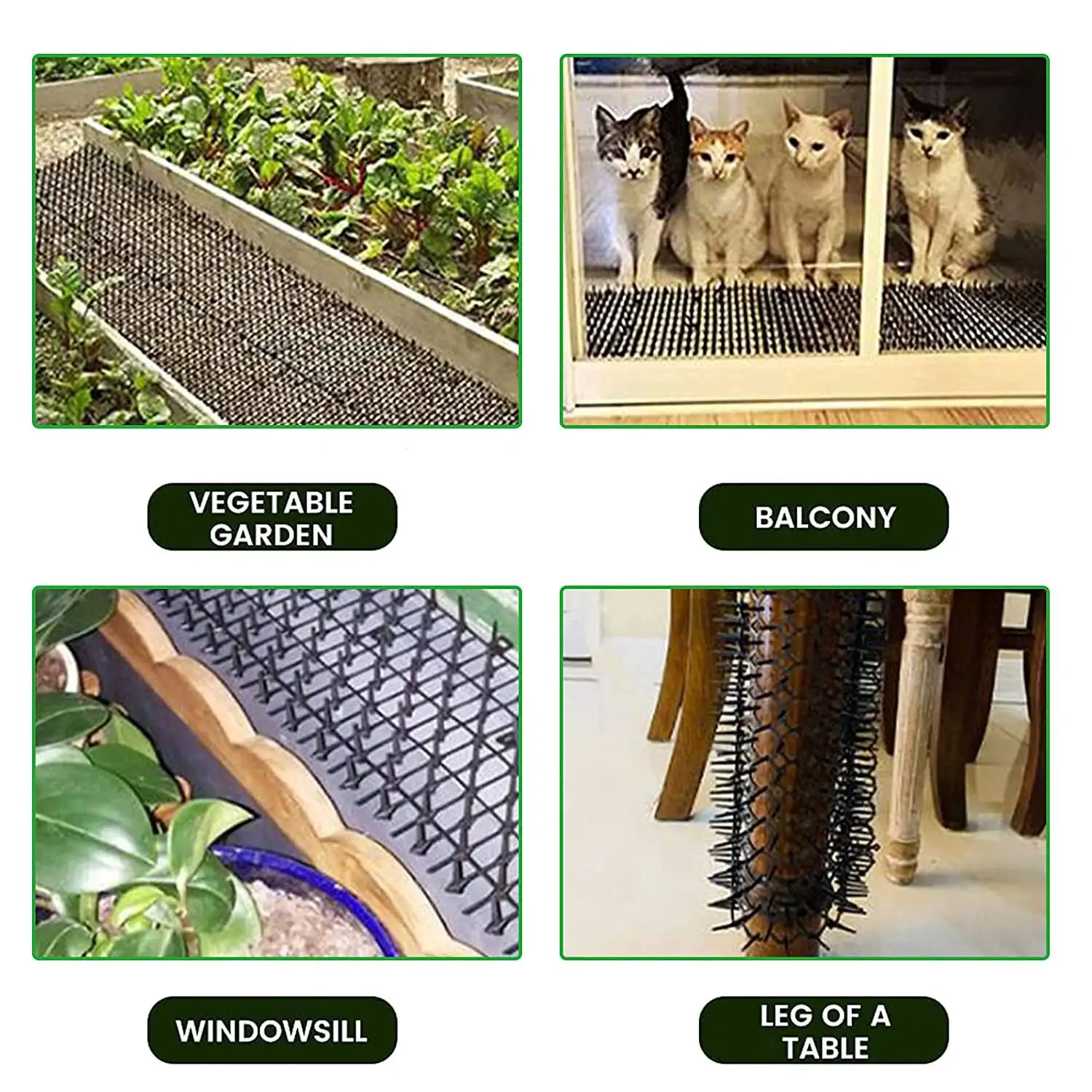 12Pcs Cat Scat Mat with Spikes,At Animal Spikes Repellent,Garden Prickle Strip Dig Stopper Cat Deterrent Spikes