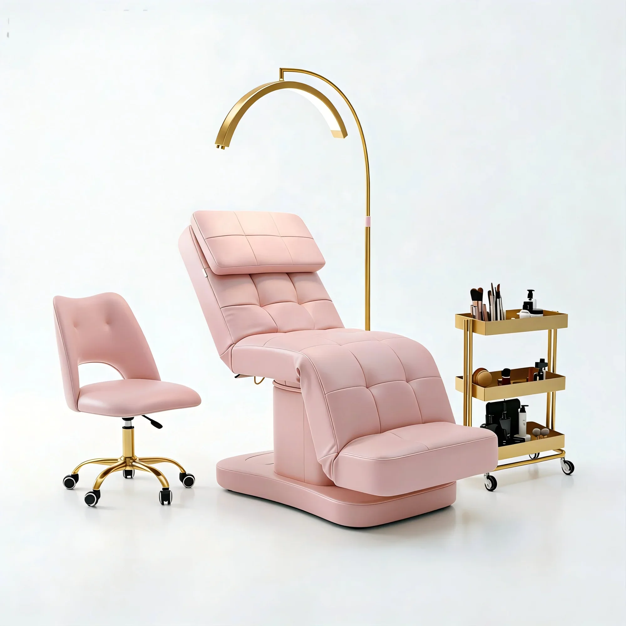New Lash Bed Luxury Brown Leather Electric Eyelash Bed Salon Beauty Salon Furniture Massage Table 3 Motor Facial Beauty Bed
