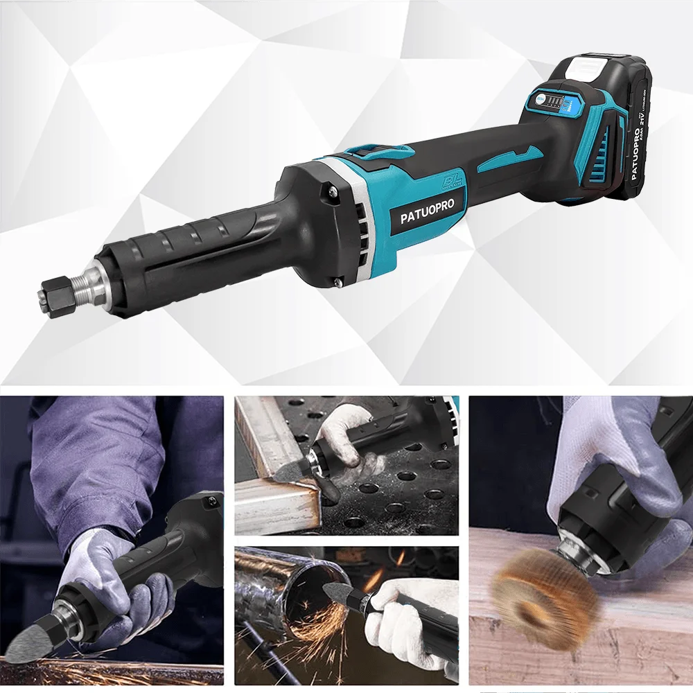 PATUOPRO 6MM Electric Die Grinder Brushless 4 Gears Adjustment Polishing Rotary Tool Grinding Machine For Makita 18v Battery