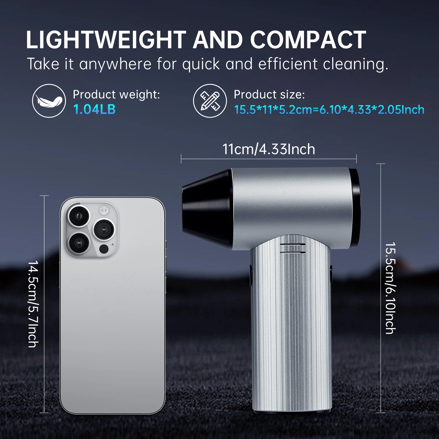 Mini Turbo Jet Fan Electric Air Duster with 3 Gear Adjustable 300000RPM Wind Speed 45m/s Car Computer Cleaning Blower Tool