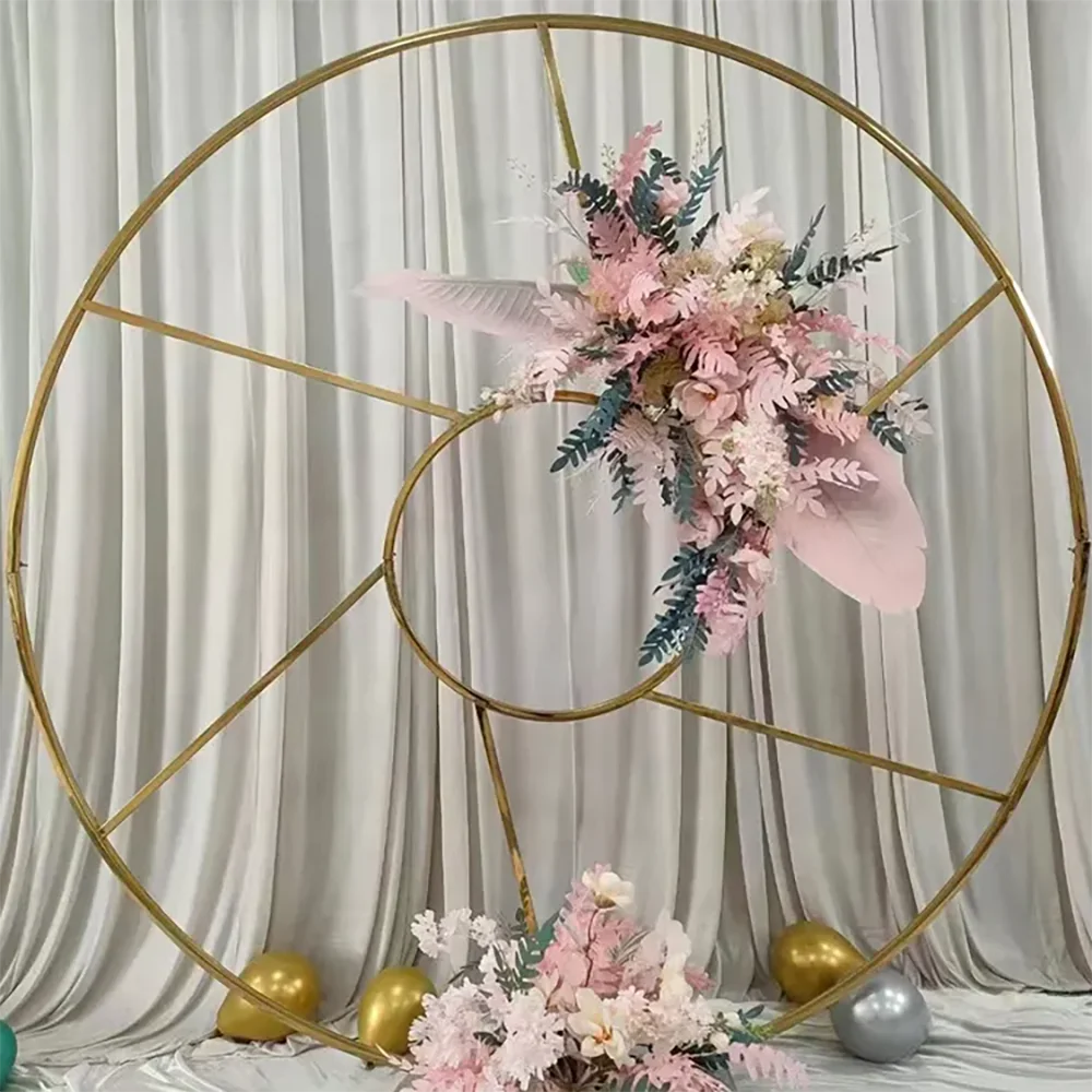 Luxury Stainless Steel Golden Wedding Floral Arch Stand For Events Backdrop Decor