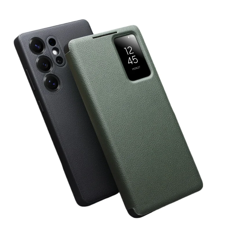 

Qialino флип-чехол для телефона Samsung Galaxy S25 ультра натуральный чехол из натуральной кожи с интеллектуальным окном Smart Sleep Wake Up