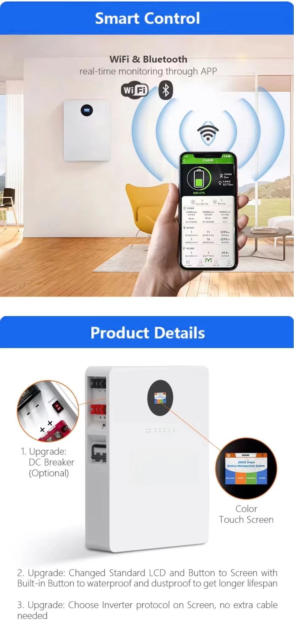 New Energy Solar Energy Storage System Lithium Battery 48V Lifepo4 200Ah 300Ah 5Kwh 10Kwh Home Solar Battery 10-Year Warranty