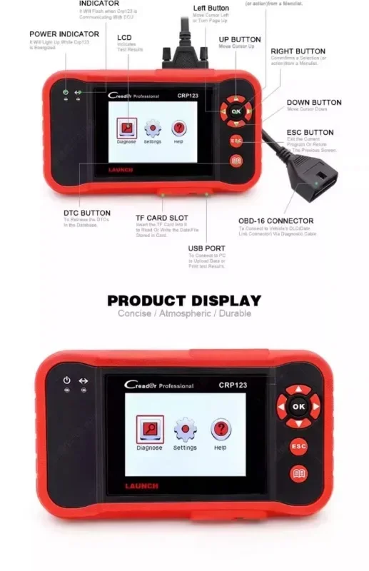 Multilingual configuration of 123/123PLUS OBD2 automobile fault code reading card detector