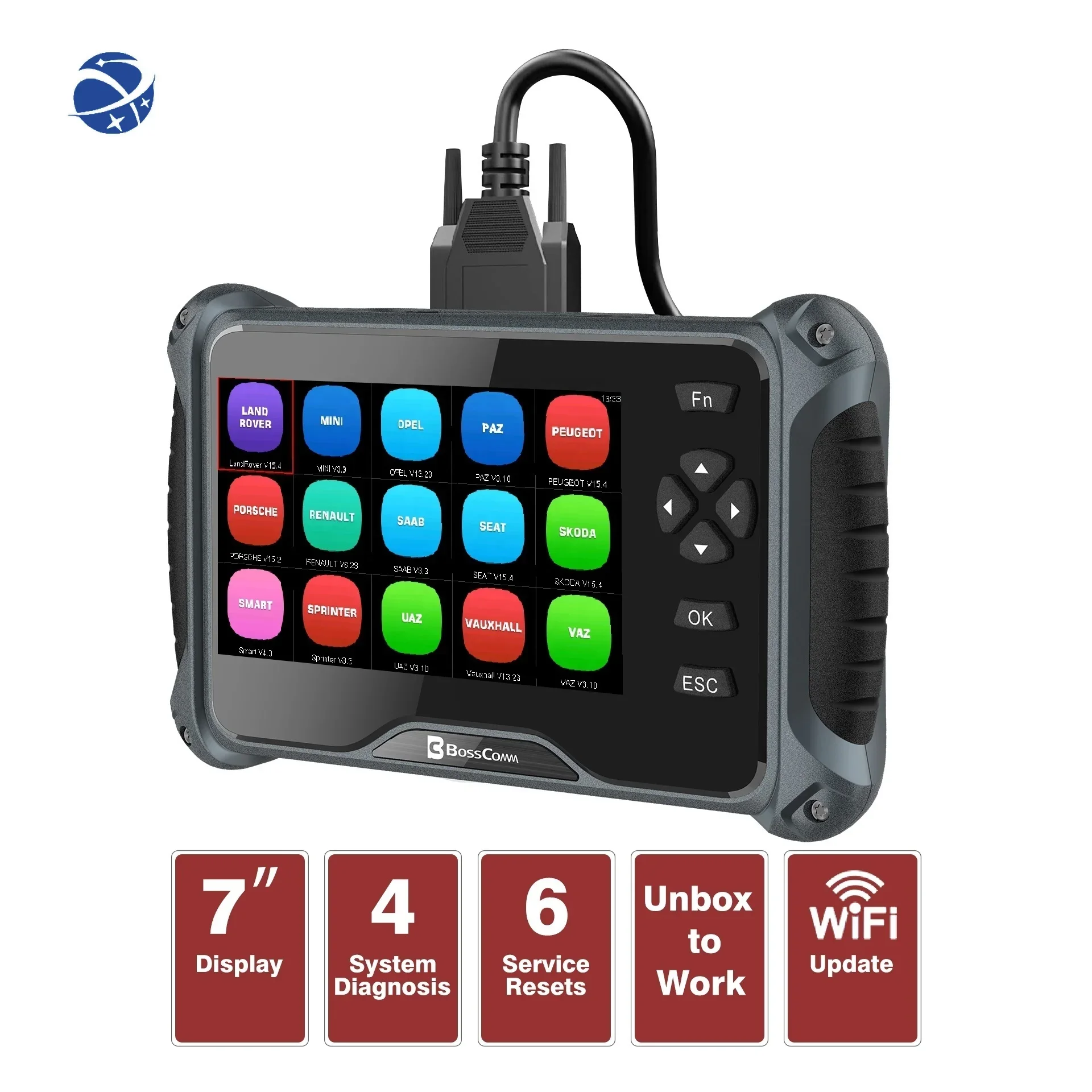 OBD2 Automotive Scan Tool TCM ENG ABS SRS Code Reader, Oil/EPB/TPMS/SAS/Throttle Reset Diagnostic Tool,Free Lifetime Update