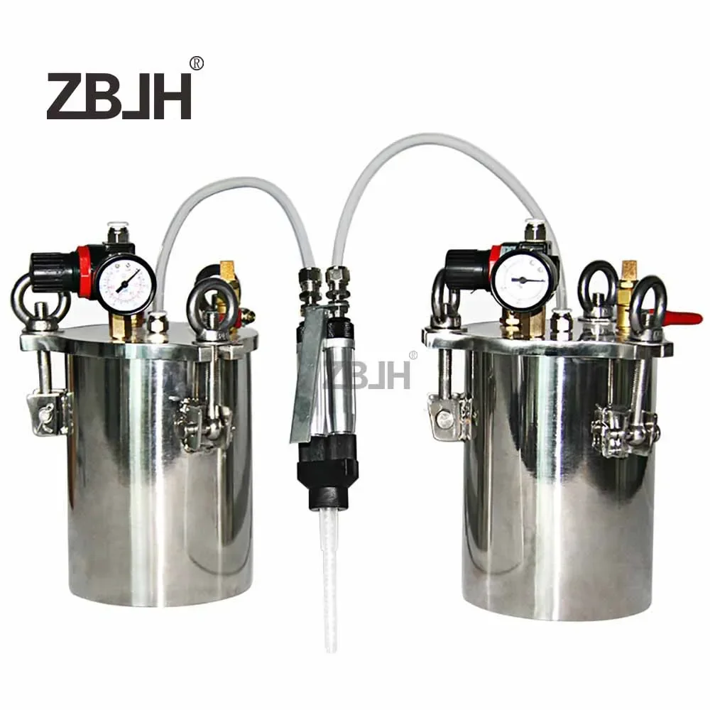 Abrasive Glue dispensing set, 2pcs 15L stainless steel tanks + 1pcs AB glue dispensing valve