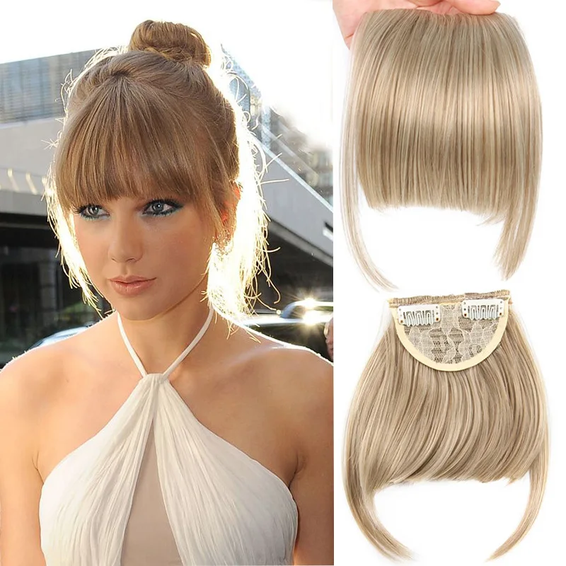 

Synthetic Hair Bangs 3D Blunt Cut Hair Bangs OverHead Clip In Hair Extensions Black Brown Blonde Red Burgundy Realistic Bangs