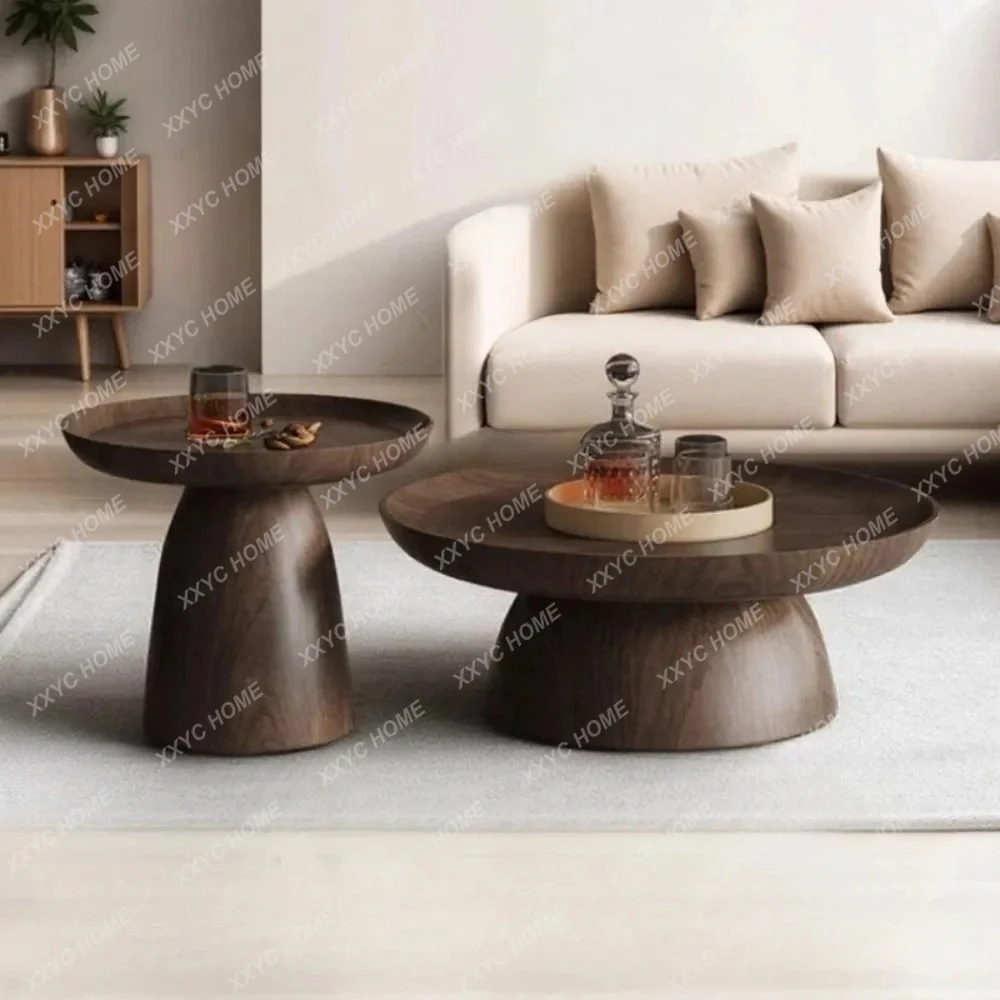

Round Creative Coffee Table Black Walnut Wood Combination Design Coffee Table Built in Design Minimalist furniture accessories