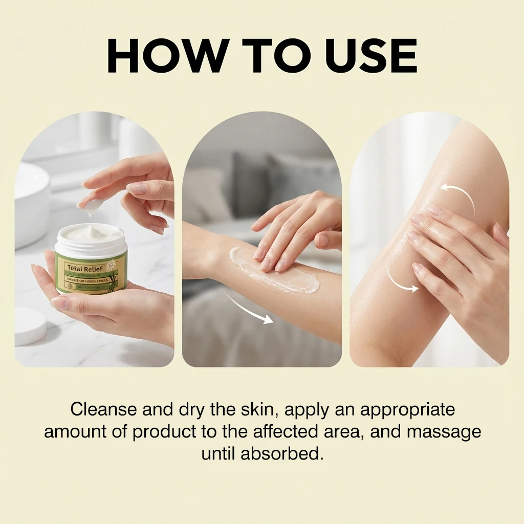 Total Relief Beruhigende Creme, Nerven-Feuchtigkeitspflege, Pflanzenessenz, Tägliche Hautweichmachende Massagecreme, Körperpflege, Hautaufhellende Creme – Detail 5