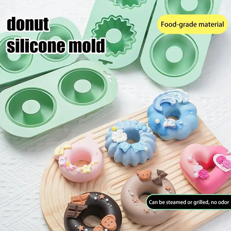 New 2 Cavity Heart Round Lace Grooved Baking Mousse Cake Pudding Dessert Chocolate French Pastry Silicone Molds