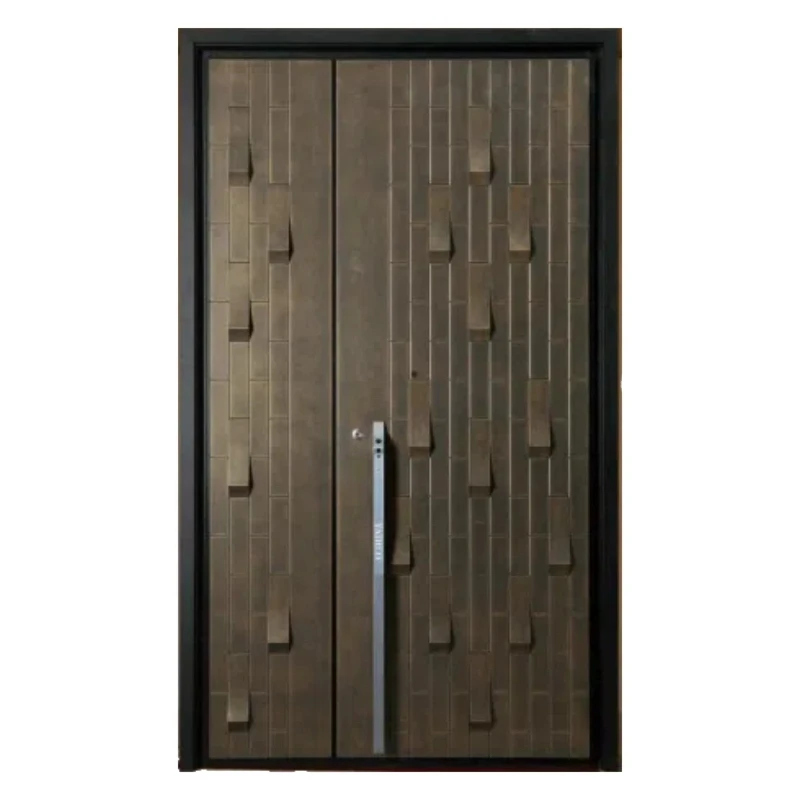 Modern light luxury carved cast aluminum door villa double opening household anti-theft door self-built house courtyard door