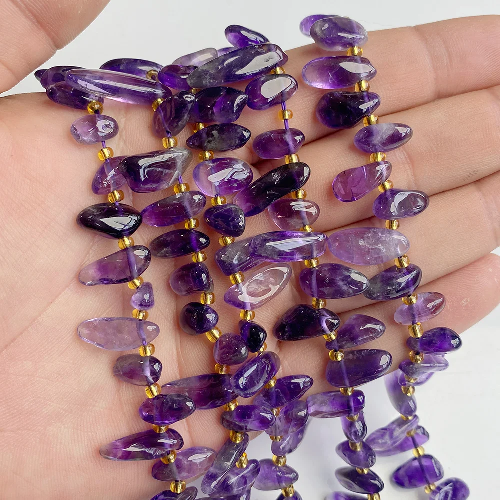 7-16 مللي متر الطبيعية غير النظامية حجر الخرز بلورات الجمشت الأسنان الطويلة الحصى حبة لصنع المجوهرات Habdma القلائد أقراط