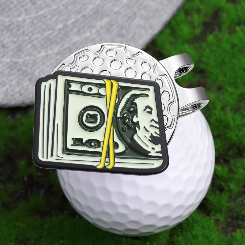 Golf Marker Golf Hat Clip Creative Dollar Currency Baseball Caps Magnetic Metal Clip Golf Training Aids Accessories Gift