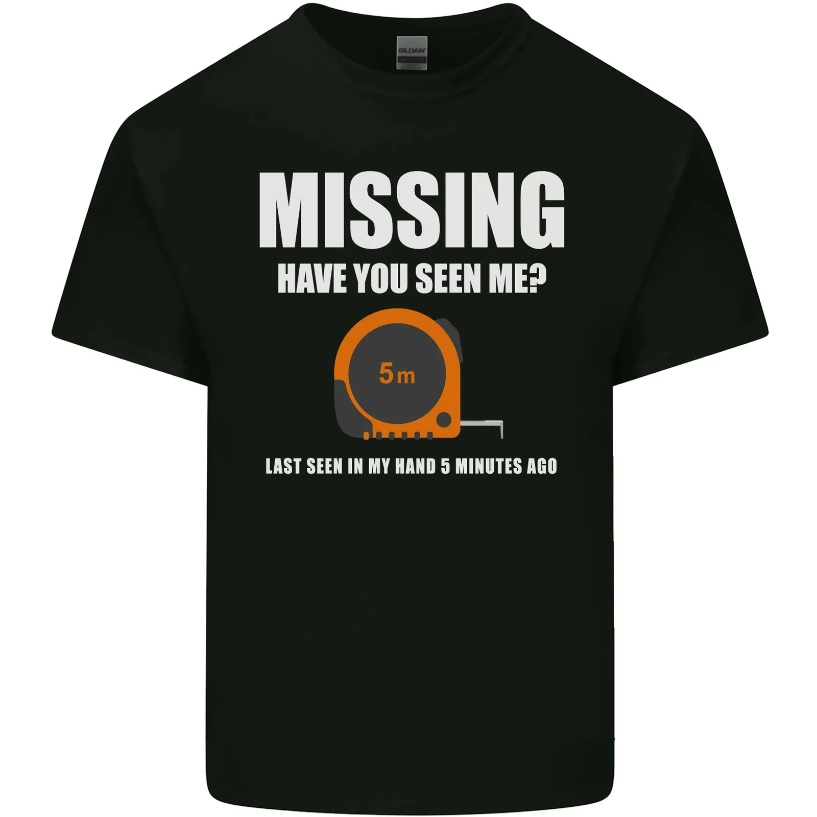 Missing Tape Measure Funny Carpenter DIY Mens Cotton T-Shirt Tee Top