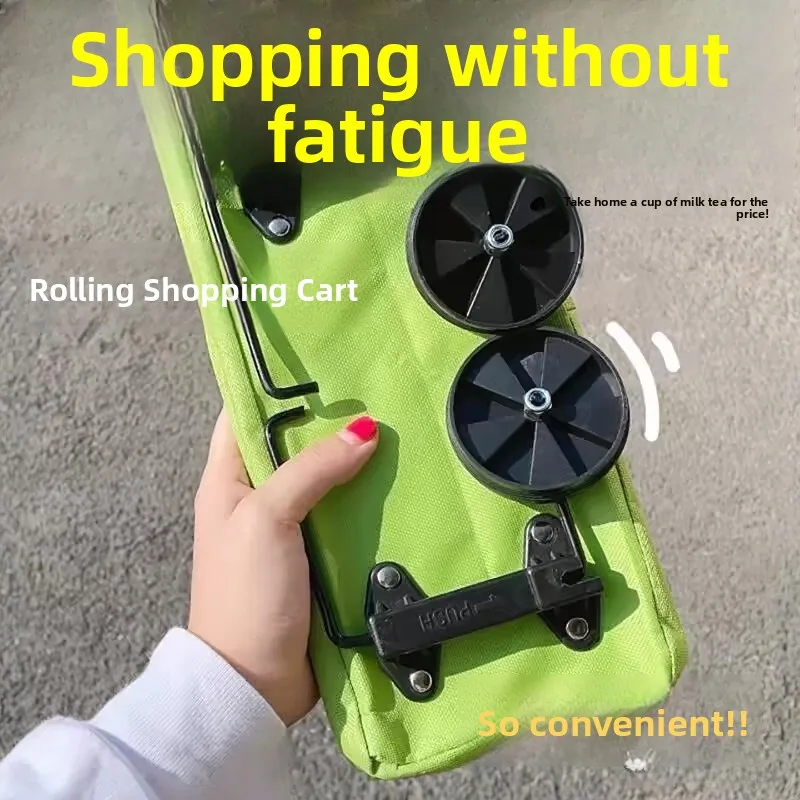 大型ショッピングバッグ（車輪付き）ポータブル女性用バージョン、野菜購入用小型トロリー、布製バッグ、家庭用大容量バッグ