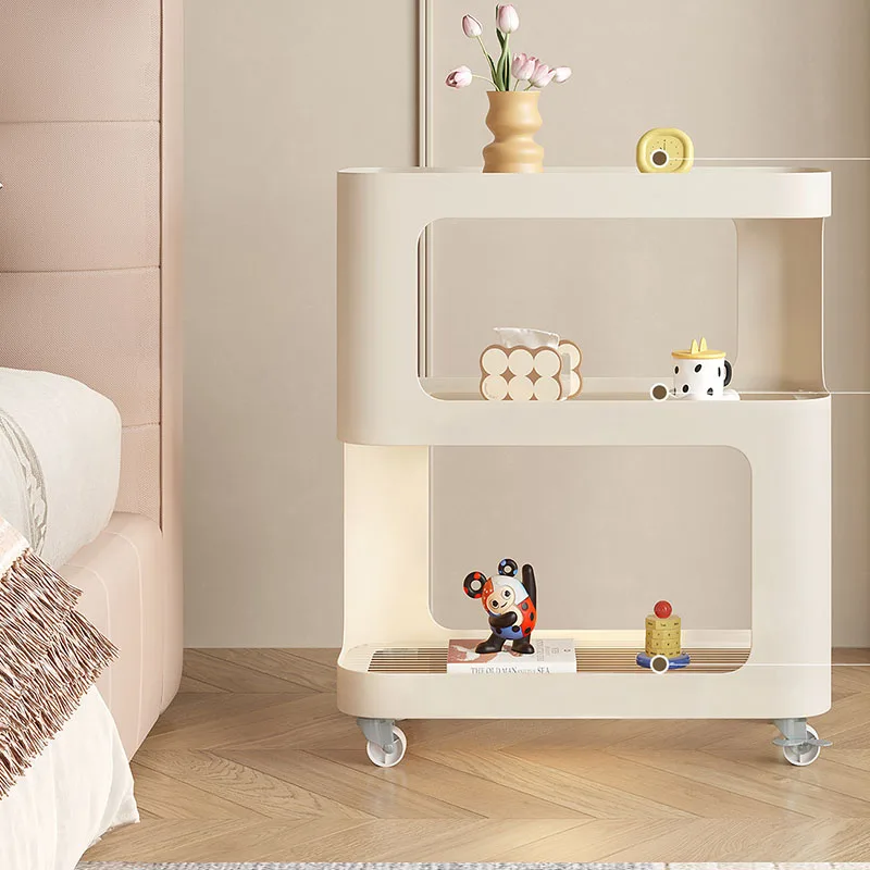 Mesa de noche móvil para café, gabinetes móviles para dormitorio, librero, almacenamiento, mesita de noche moderna de lujo, mesa de noche de metal, muebles para el hogar