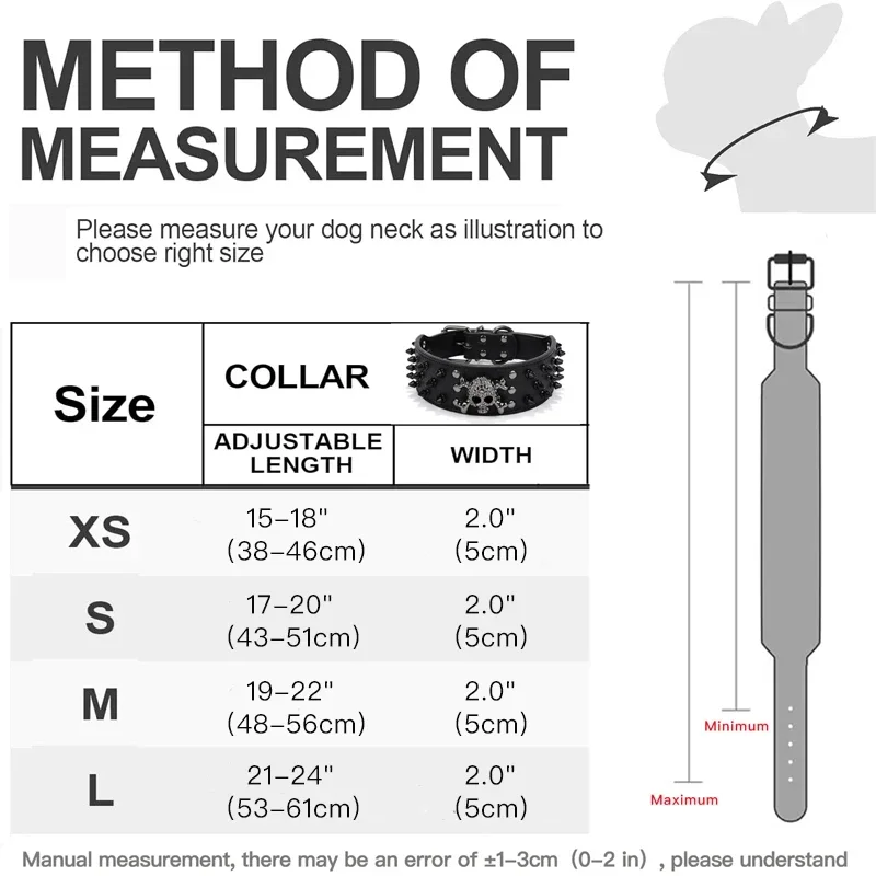 Collare per cani con borchie a spillo collana per animali con teschio per cani di taglia piccola e media Bulldog collare Anti-morso regolabile