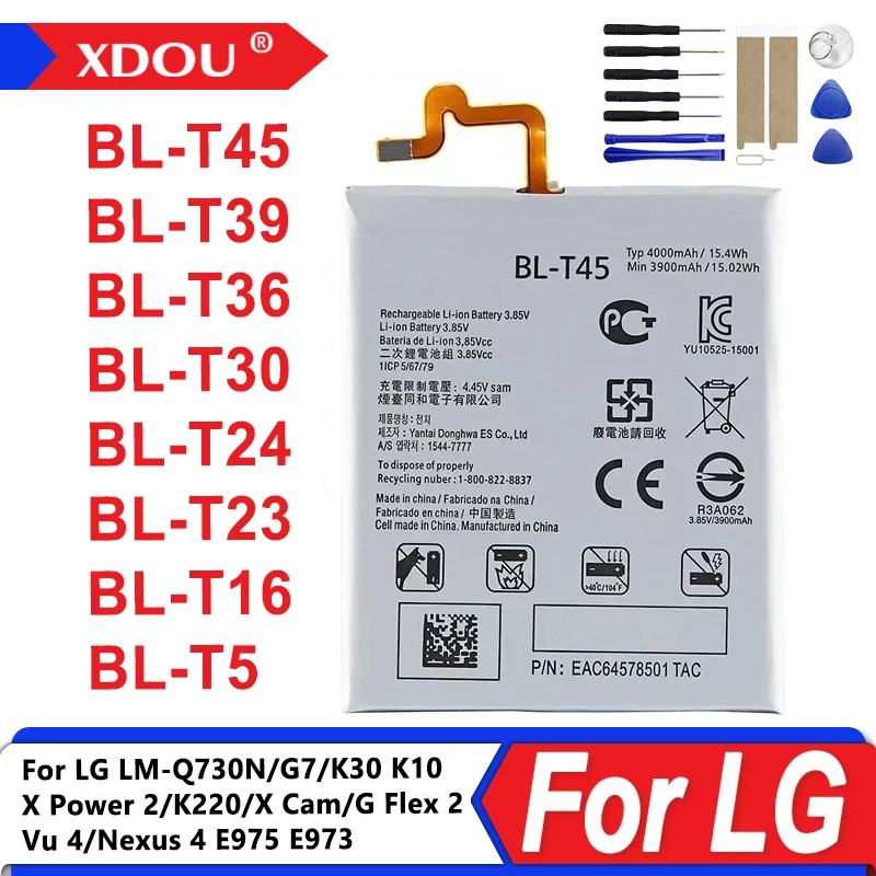 

Оригинальный сменный аккумулятор BL-T45 BL-T39 BL-T36 BL-T30 BL-T24 BL-T23 BL-T16 BL-T5 для LG LM-Q730N/G7/K30 K10 X Power 2/K220