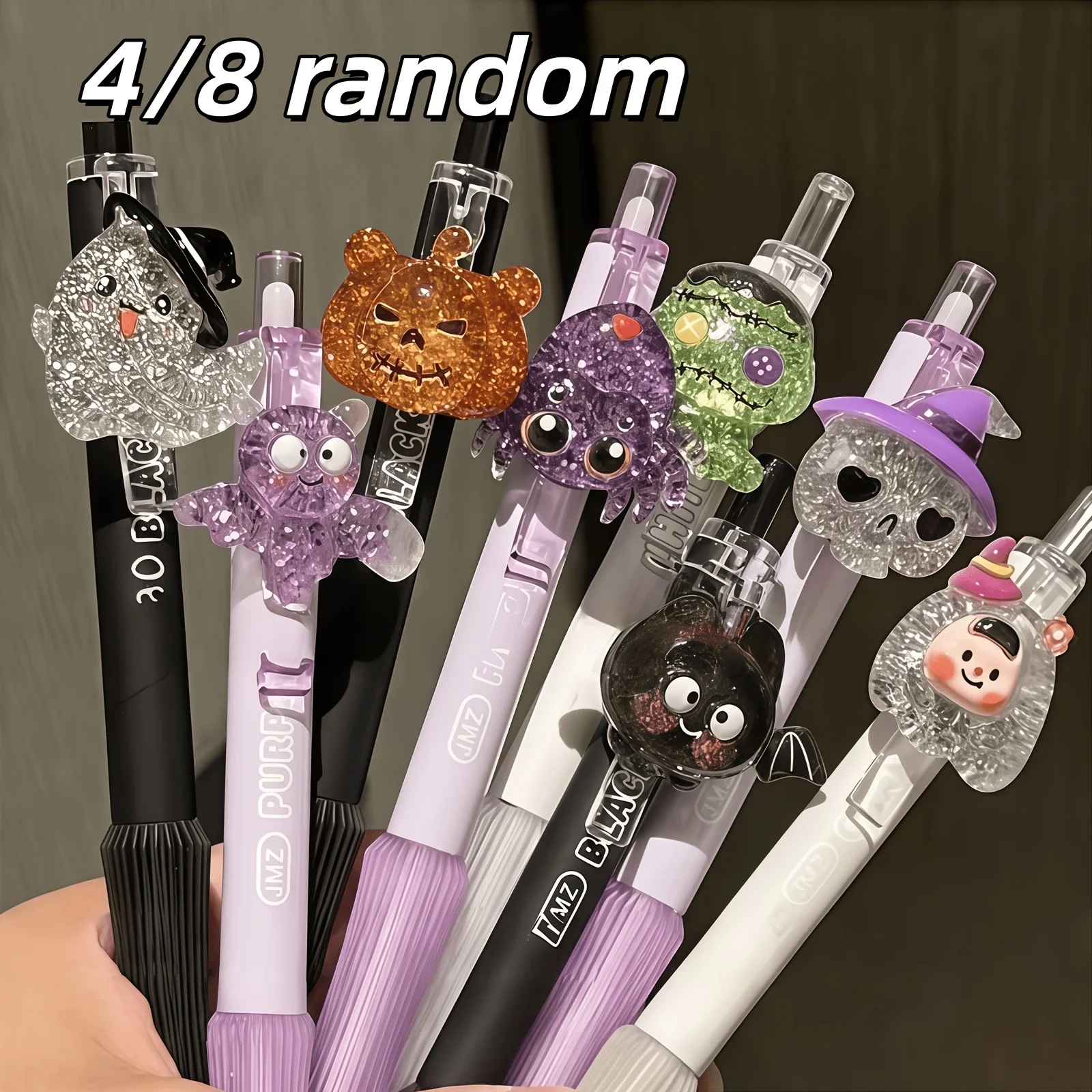Halloween Random Style Gel Pen, Cartoon Ghost Pumpkin Retractable Black Ink Pen Student Stationery Party Gift