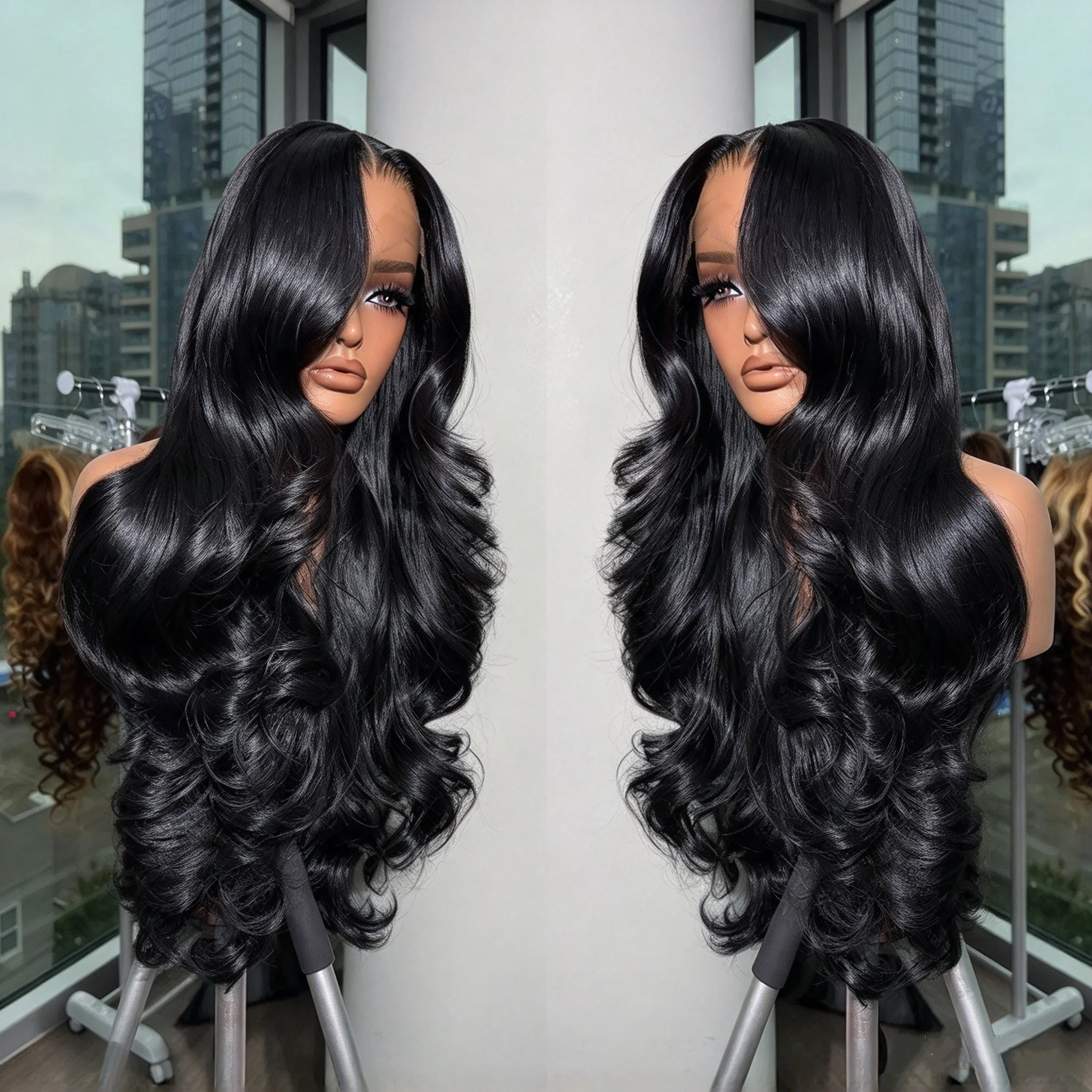 250 Density 13x4 Lace Front Wigs Human Hair Body Wave HD Lace Frontal Wig 30 34 Inch 13x4 Lace Front Wigs Loose Black 5x5 Glueless Closure