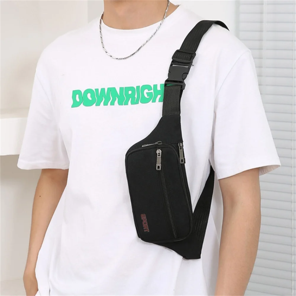 Fashion Sports Men's Retro Canvas Waist Bag Business Bag Slanting Bag  Women and Men Chest Bag Cell Phone Multi Zipper Rucksack