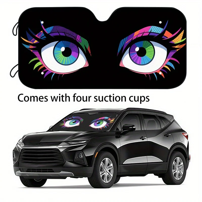

1pc Humorous Animal Car Sun Visor - UV Protection & Window Cooling, Foldable Polyester Car Cover For All Vehicles, Fit, UVresist