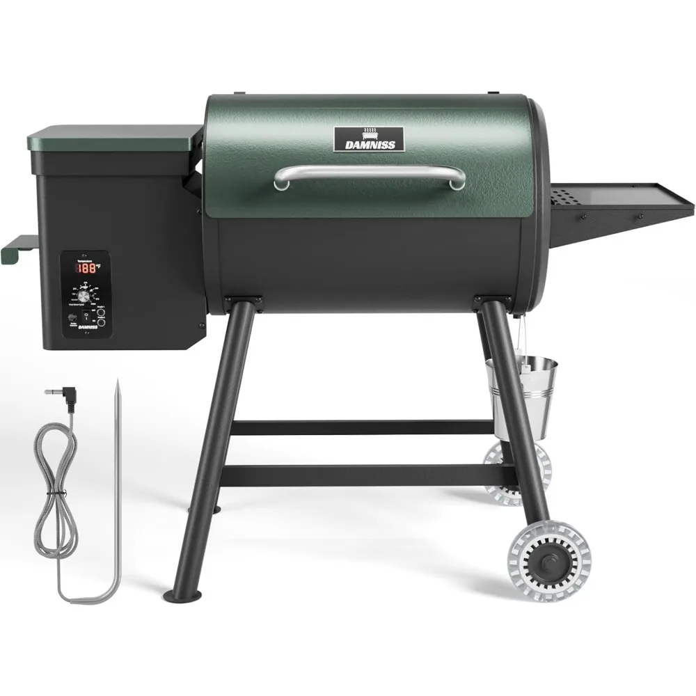 Wood Pellet Grill & Smoker 8-in-1 Pellet Grill with Automatic Temperature Control & Meat Probe, 456 Sq. in Area