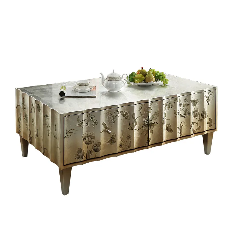 

Роскошный большой кофейный гостиной, большой чайный простой чайный столик, европейский ТВ-шкаф, чайный столик из массива дерева