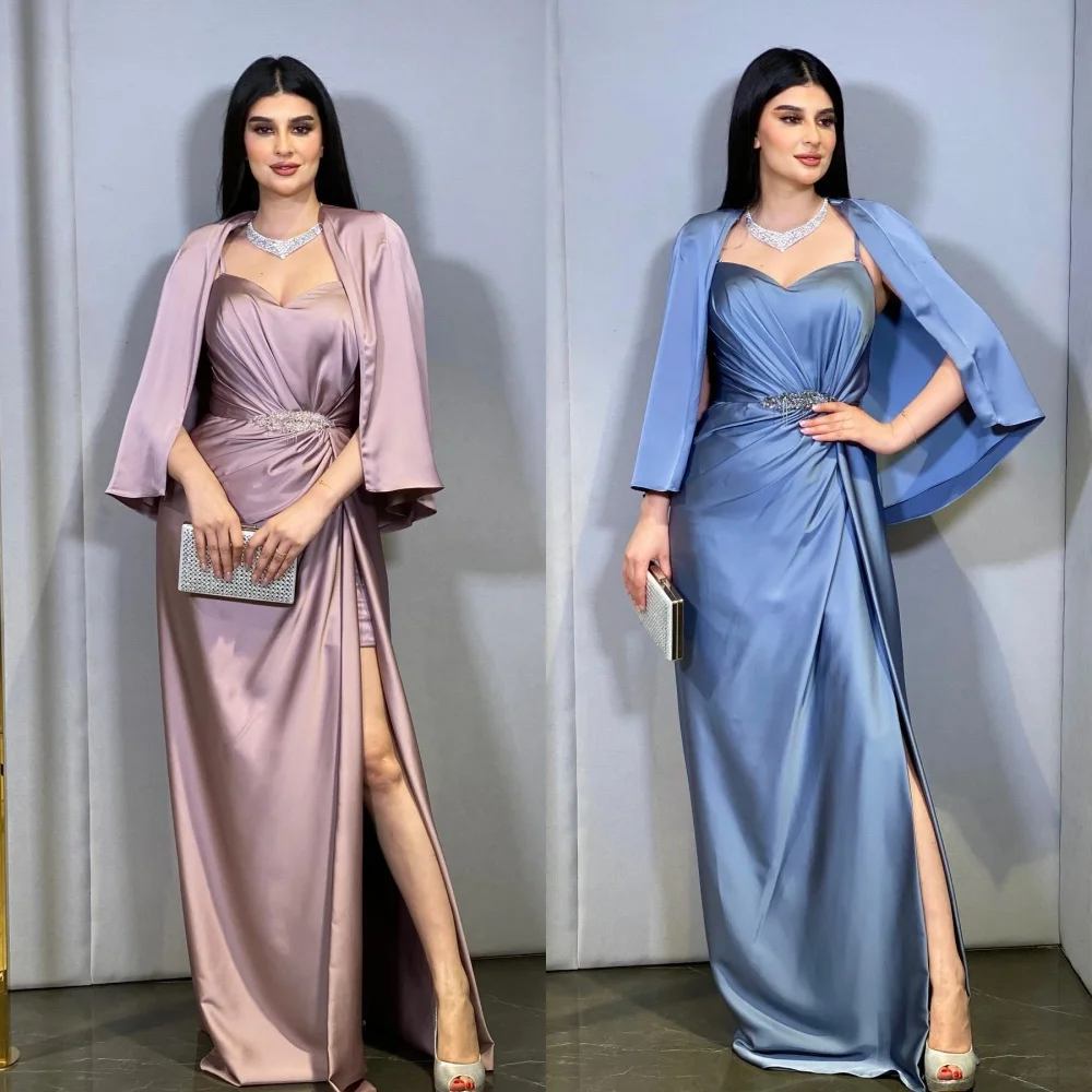 Prom Dress Satin Beading Draped Pleat Valentine's Day A-line Sweetheart Bespoke Occasion Gown Long Dresses Evening Saudi Arabia