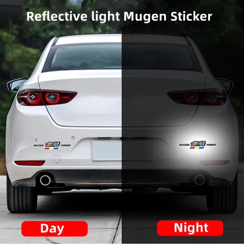 3D Mugen Power Logo Rear Trunk Night Reflective Light Car Emblem Badge Sticker Decals For Honda Accord Civic Crv City Jazz Hrv