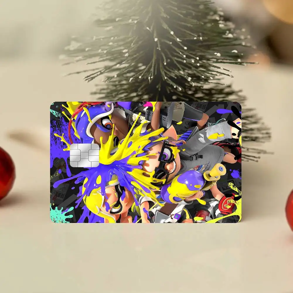 S-Splatoon 3 Anime Young Creidt Card Debit Card Sticker Film Case Front Tape For Small Big Chip No Chip