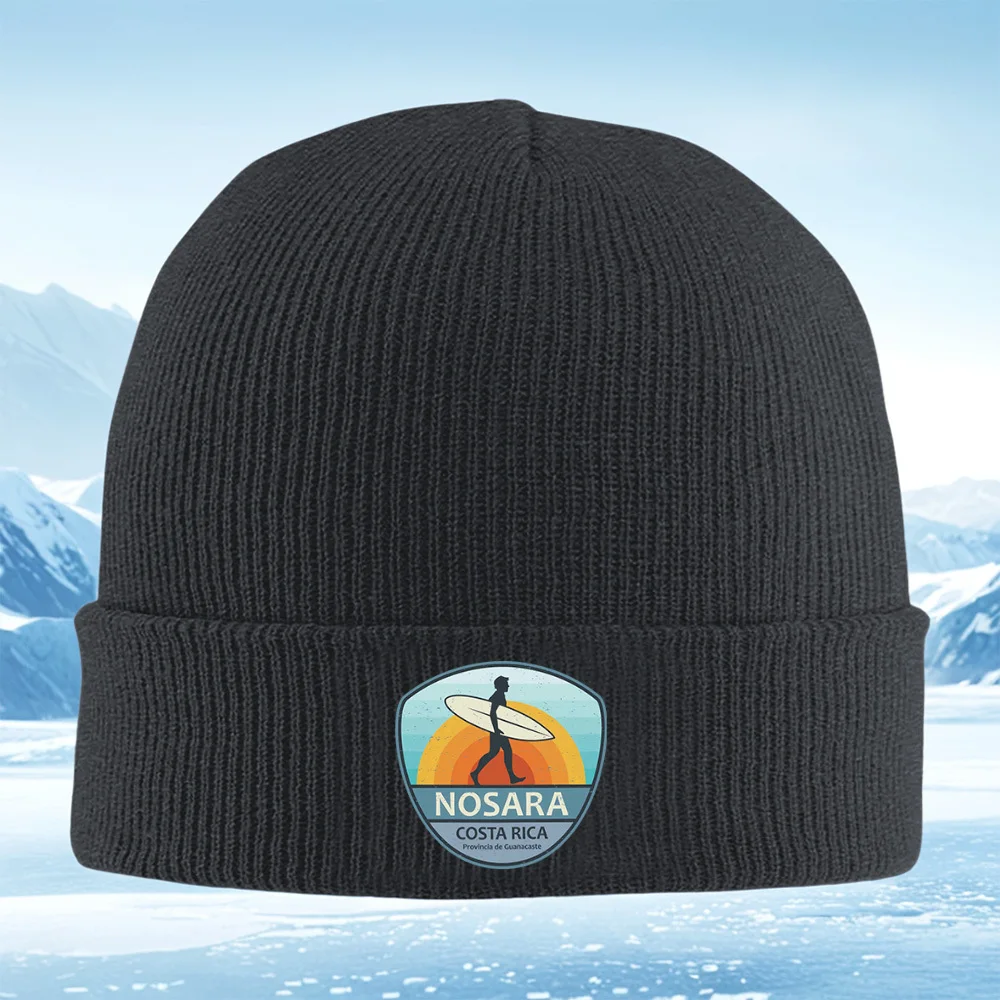 

Силуэт серфинга с доской для серфинга на Носара для мужчин и женщин, вязаная шапка унисекс, шапка-пуловер, зимняя теплая теплая рождественская уличная шапка