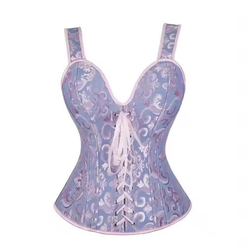 Women Corset with Straps Black Overbust Corset Plus Size Floral Jacquard Corset Zipper Top Gothic Steampunk Corset Bustier - Image 21
