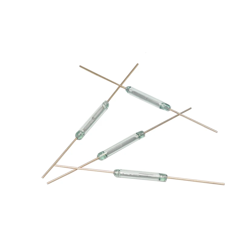 【10-5PCS】 MKA10110 Reed Switch 42X10MM Magnetic Control Switch Green Glass Reed Switches Glass Normally Open NO Contact