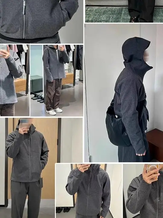 Outdoor Hardshell Jacket Men's Autumn Winter Fleece Lined Hooded Fully Taped Wool Polyester Blend Windproof Zipper Closure