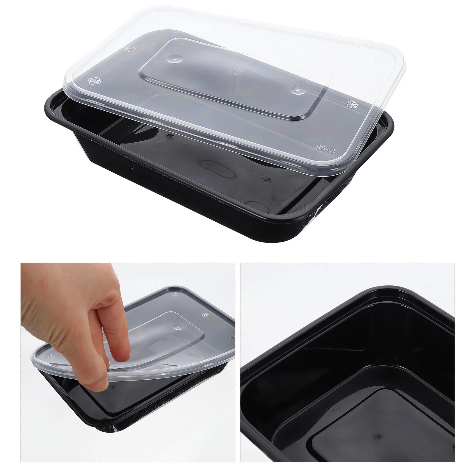 50 Pcs Disposable Lunch Box Storage Container Food Holders Takeaway Containers Convenient Thehandy Lid Plastic