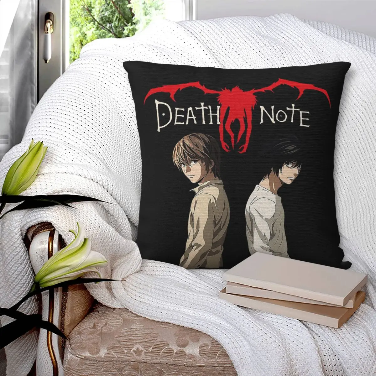 Anime Death Note Misa Amane Square Pillowcase Cushion Cover Pillow Case Throw Pillow Cover for Home Sofa Living Room