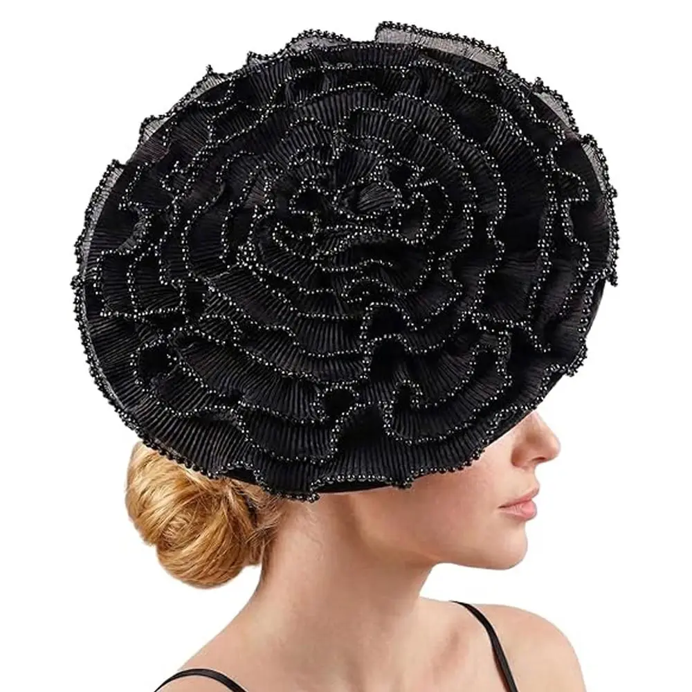 

Большой цветочный головной убор из сетки с заколкой, аксессуар для волос, украшение для головы для чаепития и свадебной вечеринки