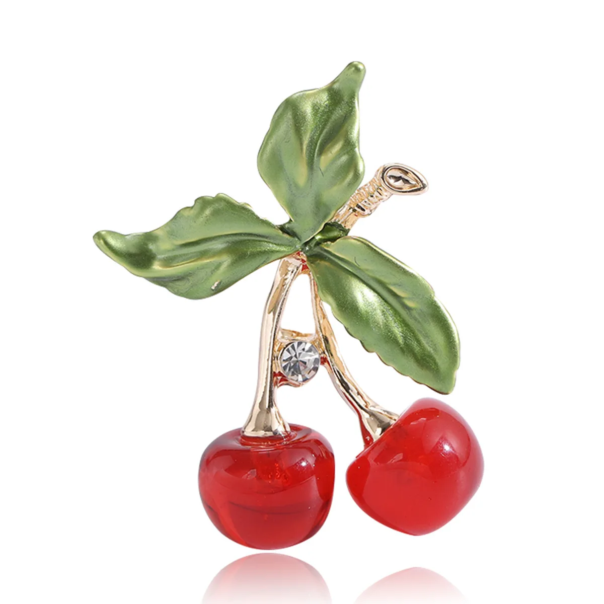 

Ladies Alloy Crystal Cherry Brooch Unisex Fashion Pin Office Party Party Collection Friends Jewelry Gift Accessories