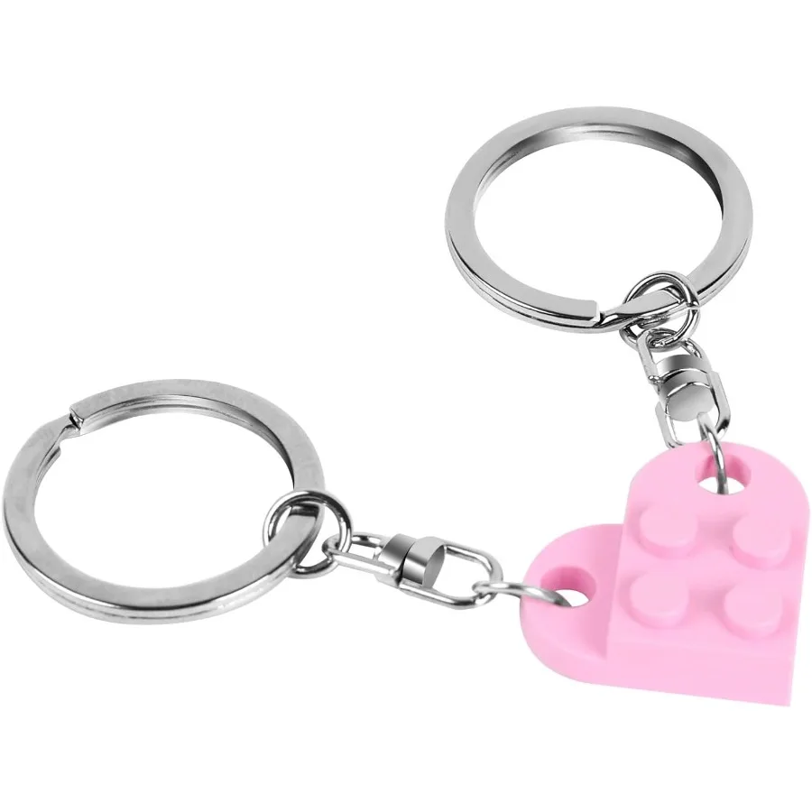 

Heart Keychain Set for Couples 2 Pcs Matching Colorful Brick Hearts for Boyfriend Girlfriend