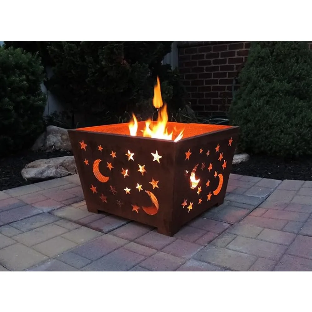 

Star and Moon Fire Basket Outdoor Fire Pit for Camping Garden Patio