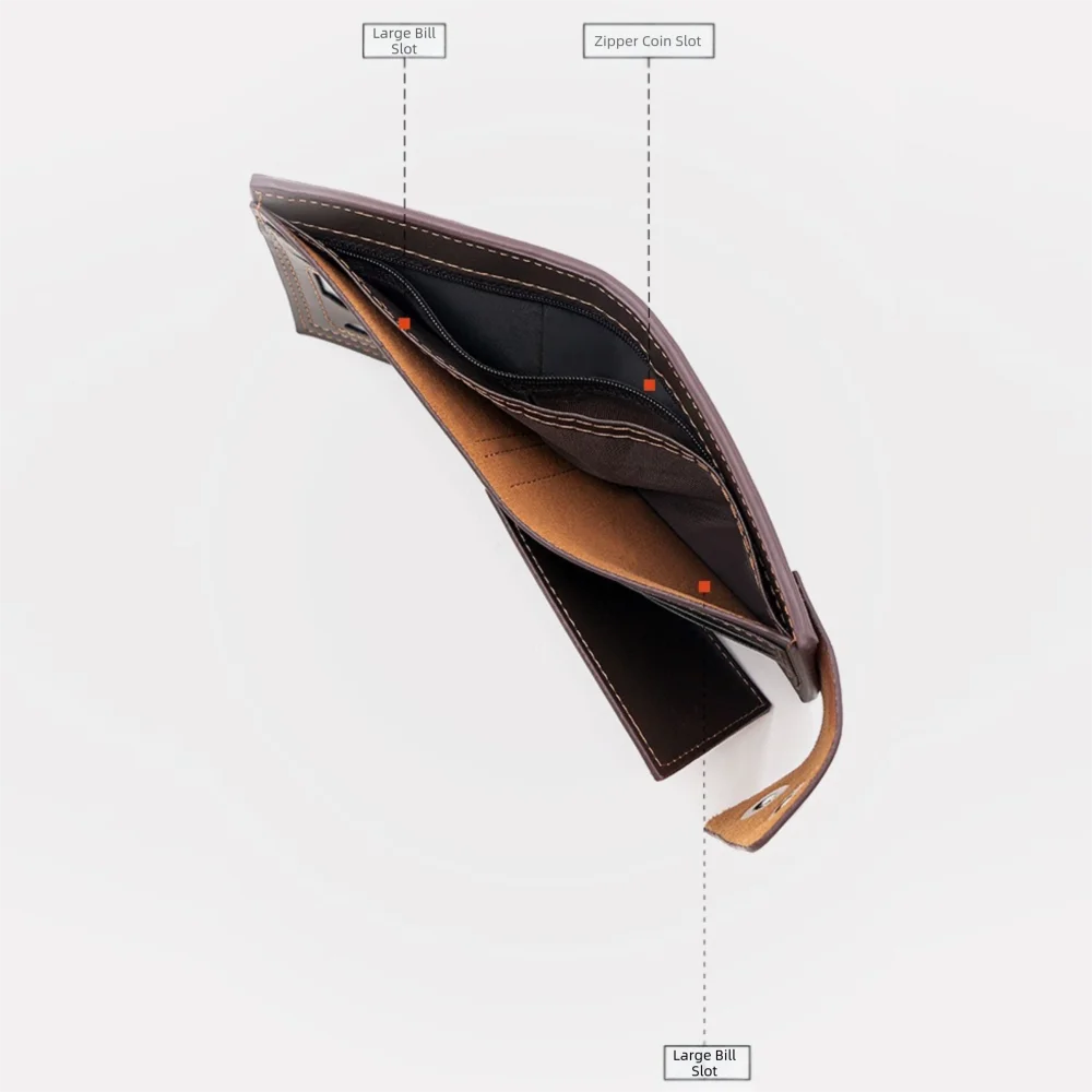 Cartera de cuero PU de alta calidad para hombre, múltiples ranuras para tarjetas, tarjetero corto, cartera informal portátil Zero