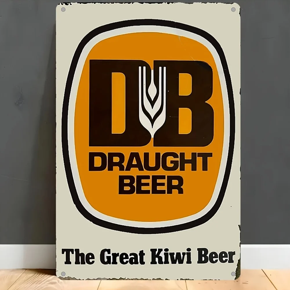 Vintage Kiwi Beer Metal Wall Sign - Large New Zealand Brewery Decor, Waterproof Iron Art for Indoor & Outdoor Use, Classic Orang