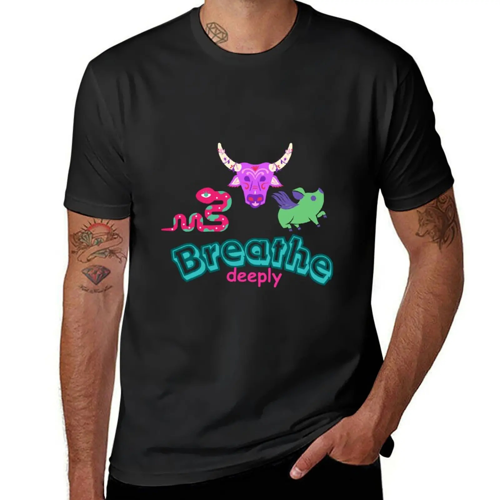 Breathe deeply T-shirt aesthetic clothes Blouse plus size tops plain white t shirts men