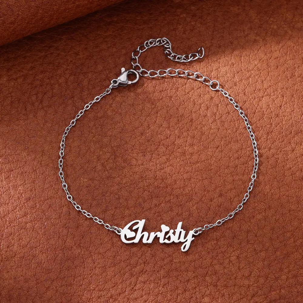 

Custom Name Bracelet For Women Men Customized Tag Stainless Steel Chain Personalized Bracelet New Fashion Birthday Jewelry Gift