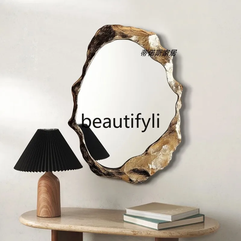 American Retro Fireplace Mirror Artistic Creative Irregular Bathroom Mirror Shaped Toilet Decorative Mirror
