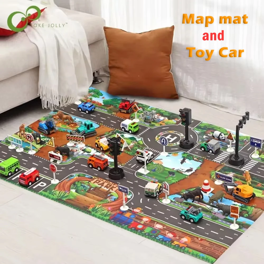 Baby Car Toy Play Mat City Car Parking Route Map Traffic Sign Carpet Soft City Traffic Route Map Soft Mat Baby Climbing Play Mat