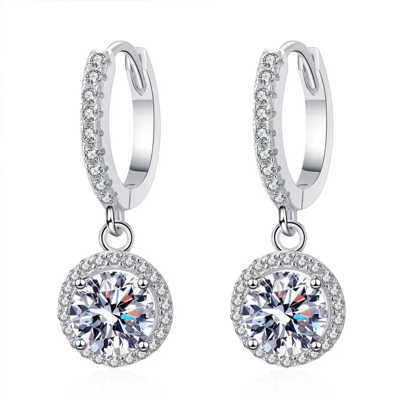 Серьги-капли с муассанитом 1 карат D, оригинальные серьги-кольца из стерлингового серебра 925 пробы для женщин, сверкающие свадебные роскошные ювелирные изделия