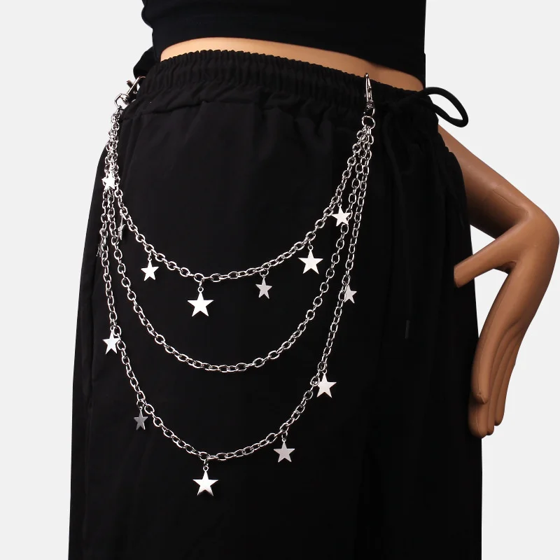 New Versatile pentagram Pendant Chain Fashion Hip Hop Men's and Women's Jeans Waist Chain Fashion ins Style Accessories